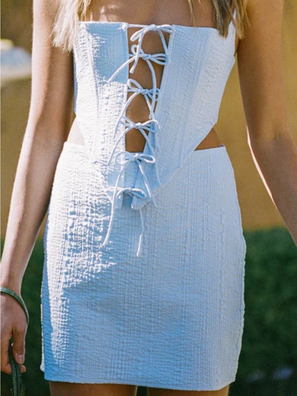 Sabo Skirt Blue Lace-Up Skirt / Top